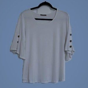 White Blouse, Bell Sleeves w/ Buttons
